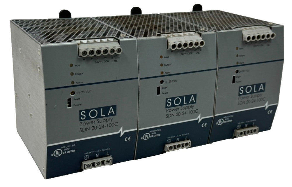 LOT OF 3 EMERSON SOLA SDN 20-24-100C POWER SUPPLIES 100-240V 5.6A 50/60HZ