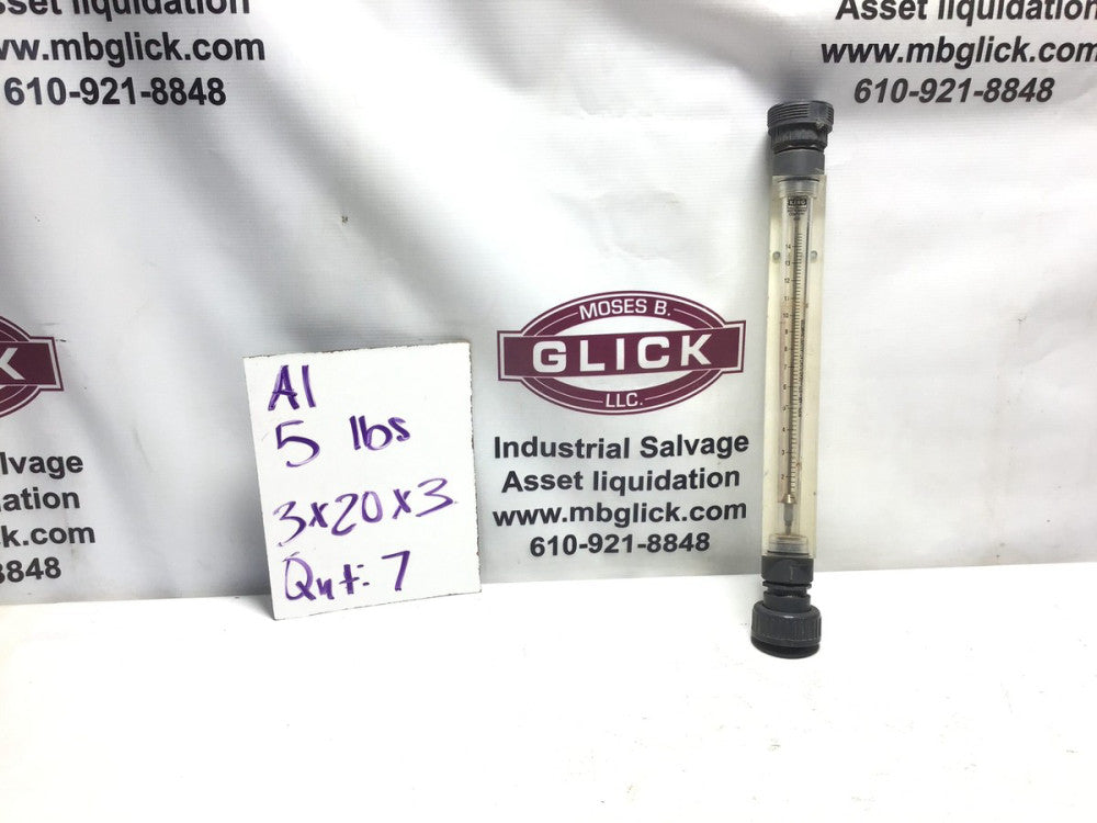 1" FNPT Port Block Style Inline Flowmeter psi 15 GPM Acrylic