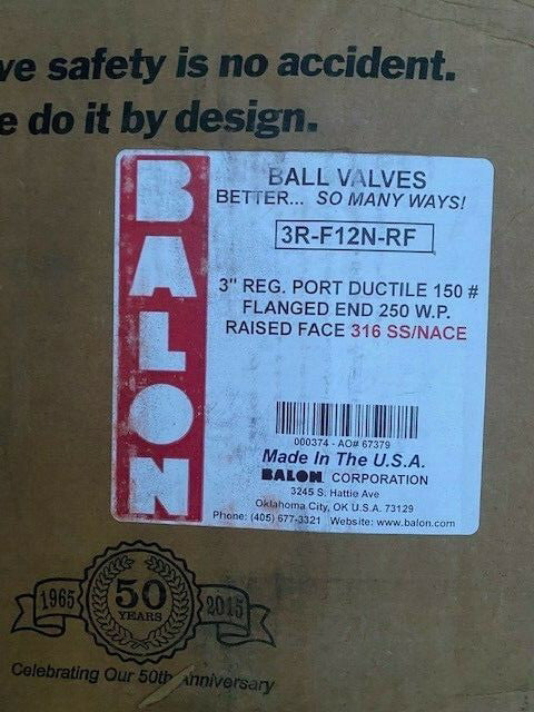Balon Series F 3 in. Ductile Iron Full Port Flanged 150# Ball Valve 3R-F12N-RF