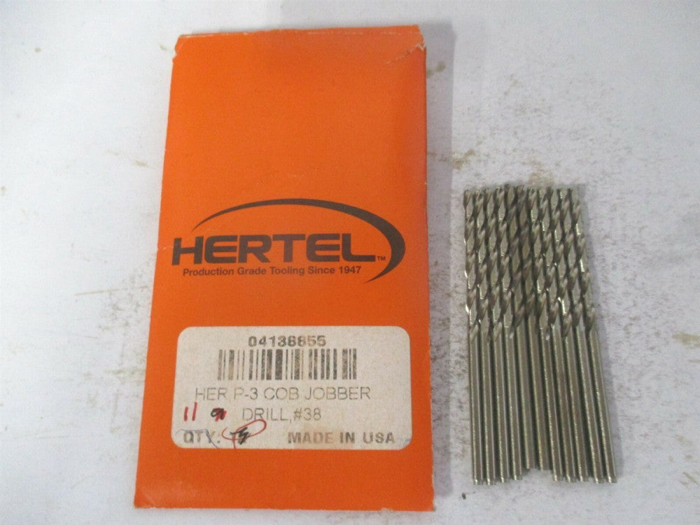 (4138855) #38 135° 1-7/16 x 2-1/2" OAL Cobalt RH Taper Jobber Drill - Pack of 11