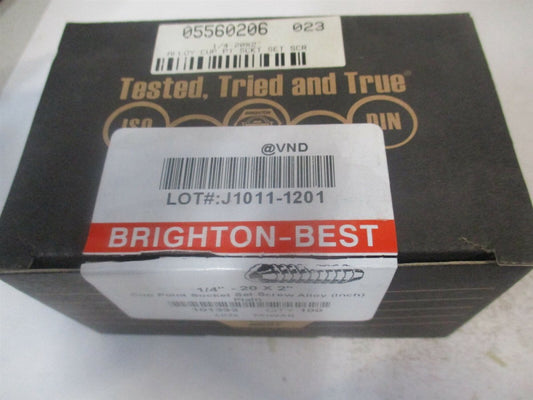 (101333P) 1/4-20 UNC 2 OAL Alloy Steel Grade 8 Cup Point Set Screw - Pack of 100