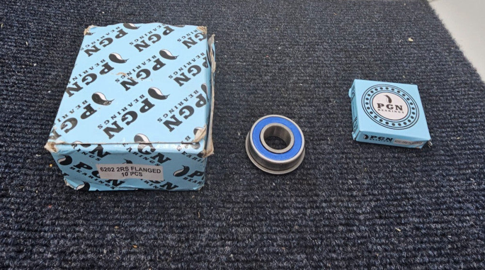 (QTY 10) PGN 6202-2RS: Bearing Lubricated Chrome Steel Sealed Ball Bearing