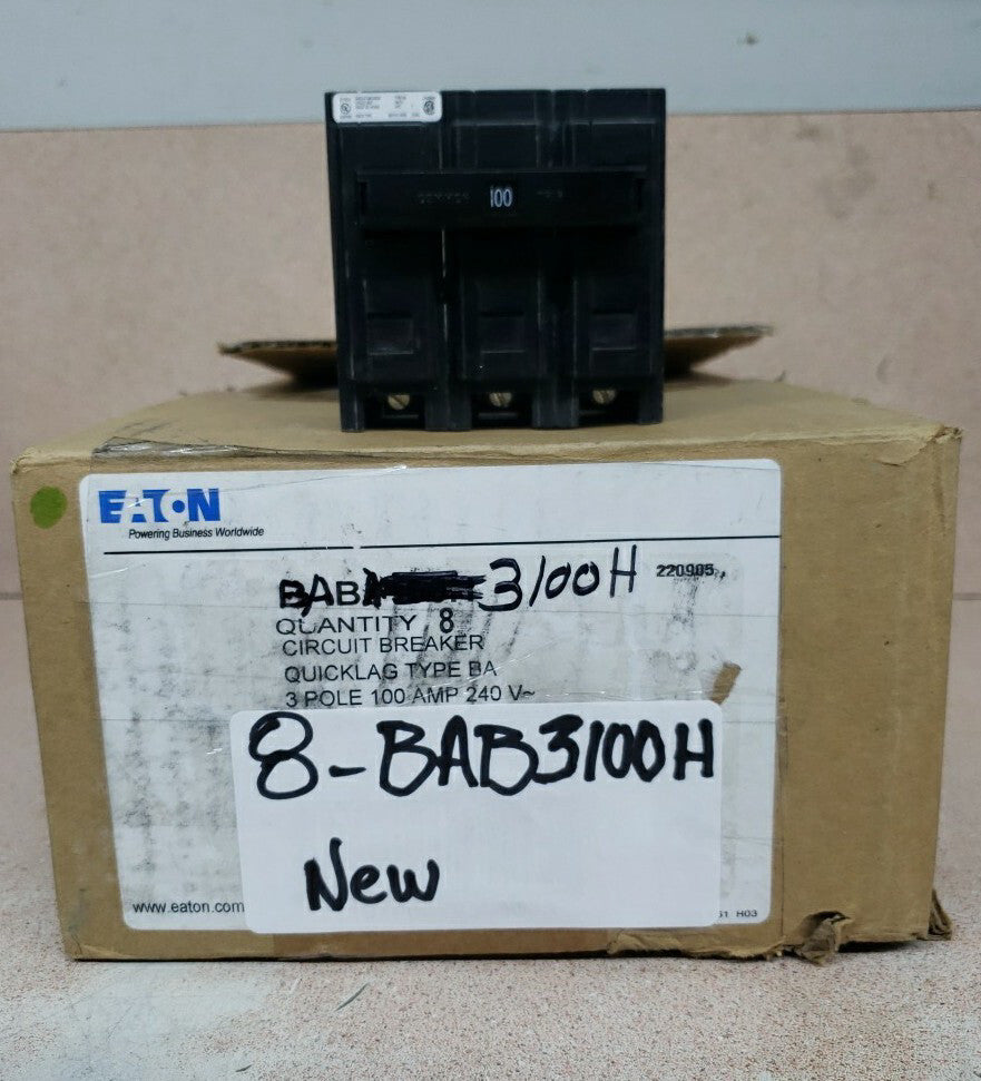 1) New! BAB3100H - Eaton Cutler-Hammer 100 Amp 3 Pole Bolt-On Circuit Breaker