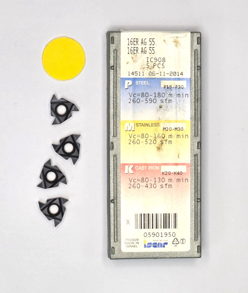 ISCAR*16ER AG 55 IC908*THREADING INSERT*****LOT OF 4