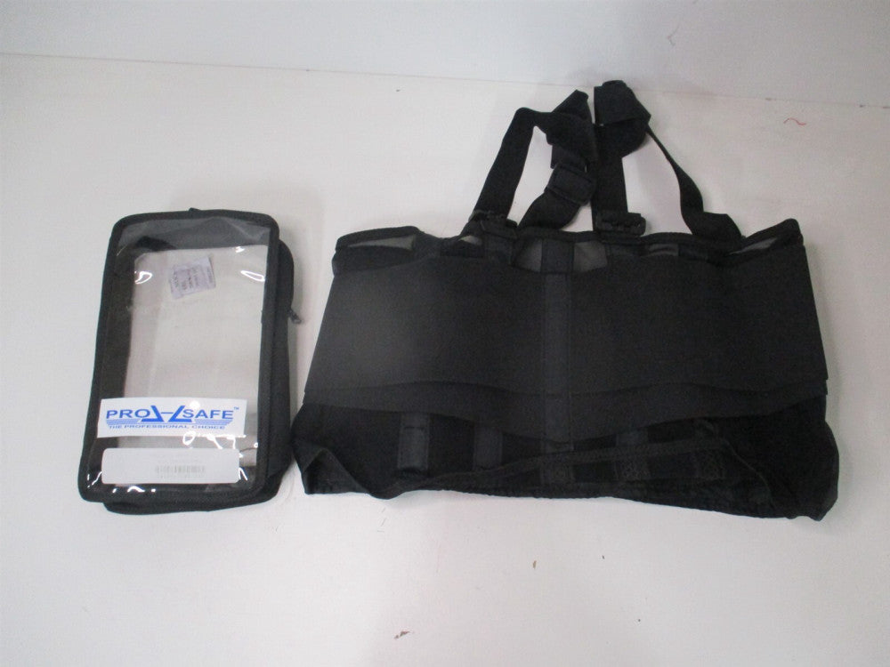 (7195-03P) Size L Black Hook & Loop Spandex Belt with Adjustable Shoulder Straps