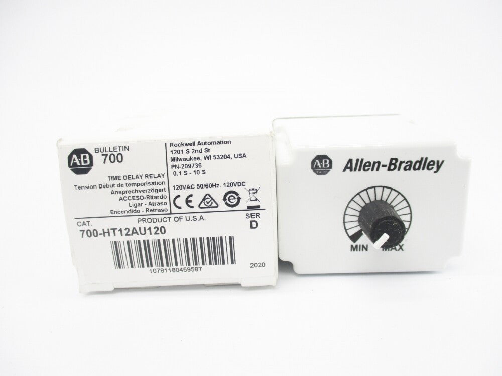 ALLEN BRADLEY 700-HT12AU120 SER. D 120VAC/DC 10A 0.1-10S (WH) NSMP