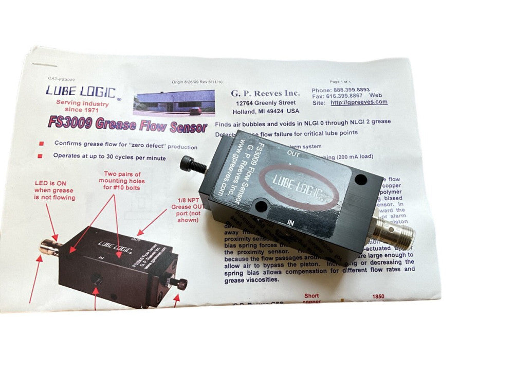 FLOW SENSOR: FS3009 | 1,000 PSI, 10-30 VDC PNP | GP REEVES