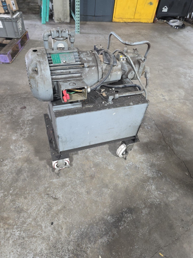 25 Gallon Hydraulic Power Unit On Wheels ,7.5 Hp 3Ph 230 460v PVP1630R12 Parker