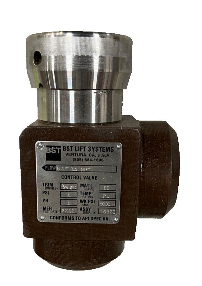 BST Lift Systems Flow B1-IA NPT 3/4" Trim 5000 WKPSI 2212 MFR PSL 1 PR 1