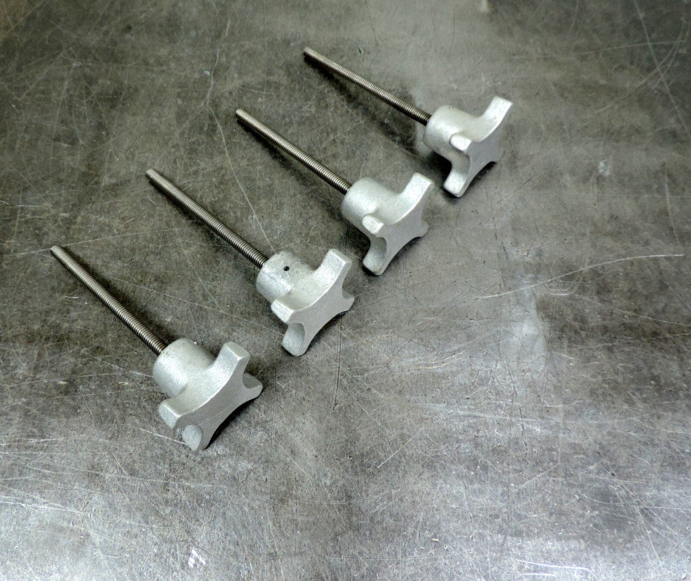 Hand Knob Handle Aluminum with 5/16" x 4-1/8" SAE Threaded Shaft Lot of Four (4)
