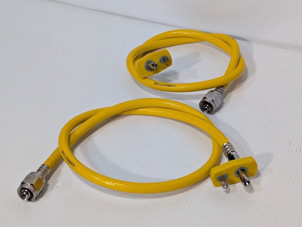 Lot of 2: Unbranded Yellow Medical Use Conductive Air Hoses with Fittings