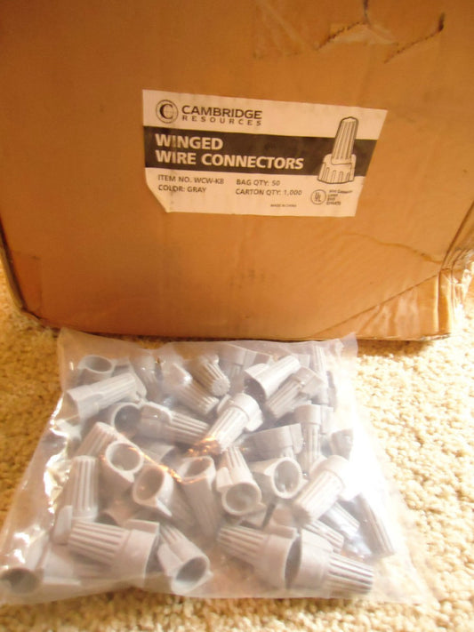 # WCW-K8 Cambridge Gray Winged  Wire Connectors ***LOT OF 1000*** (NEW)