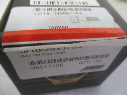 (011235P) 5/16-24 UNF 1/4" x 1-1/4" OAL Hex Socket Cap Screw - Pack of 100