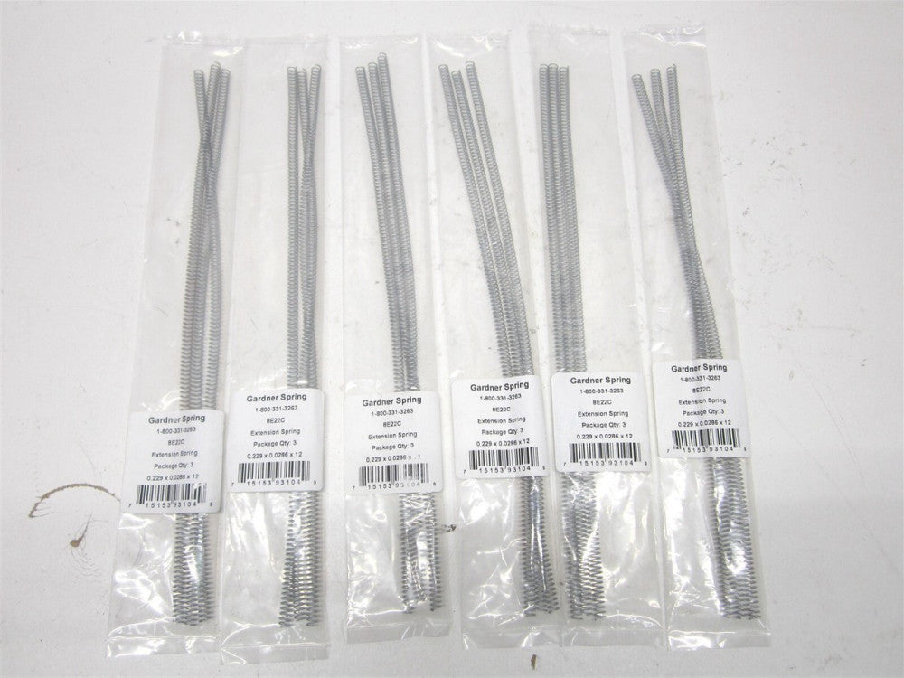 Gardener Spring (8E22C) 0.229" x 0.0286" Extension Spring 3ct. - Lot of 6
