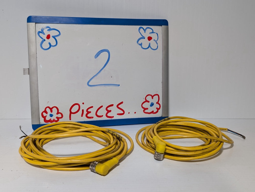 Lot of 2 Woodson 803001A09M050 Cordset 16.4' L, M12(F) to Open Leads, 250VACVDC