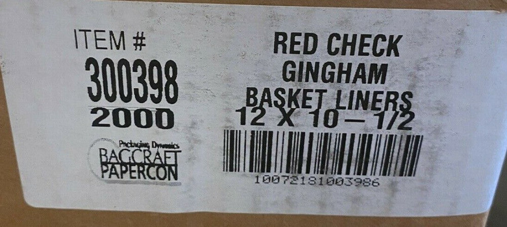 NEW Bagcraft 300398 12" x 10" Red Gingham Poly Wax Paper Basket Liner