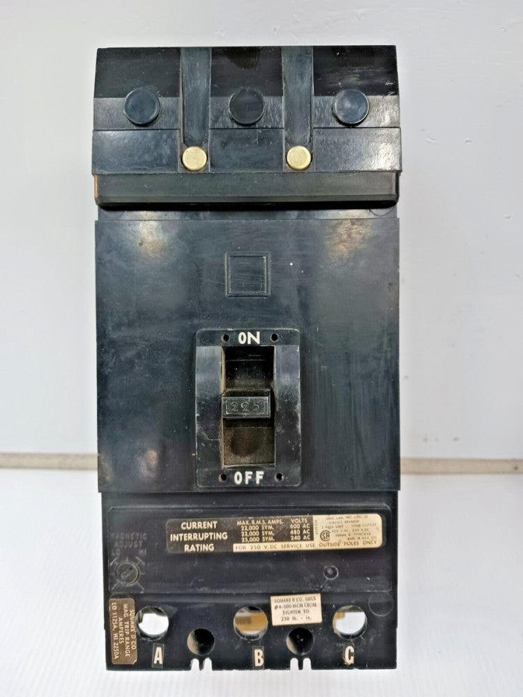 SQUARE D 225 AMP I-LINE CIRCUIT BREAKER 3 POLE 600 VAC / 250 VDC KAB-36225