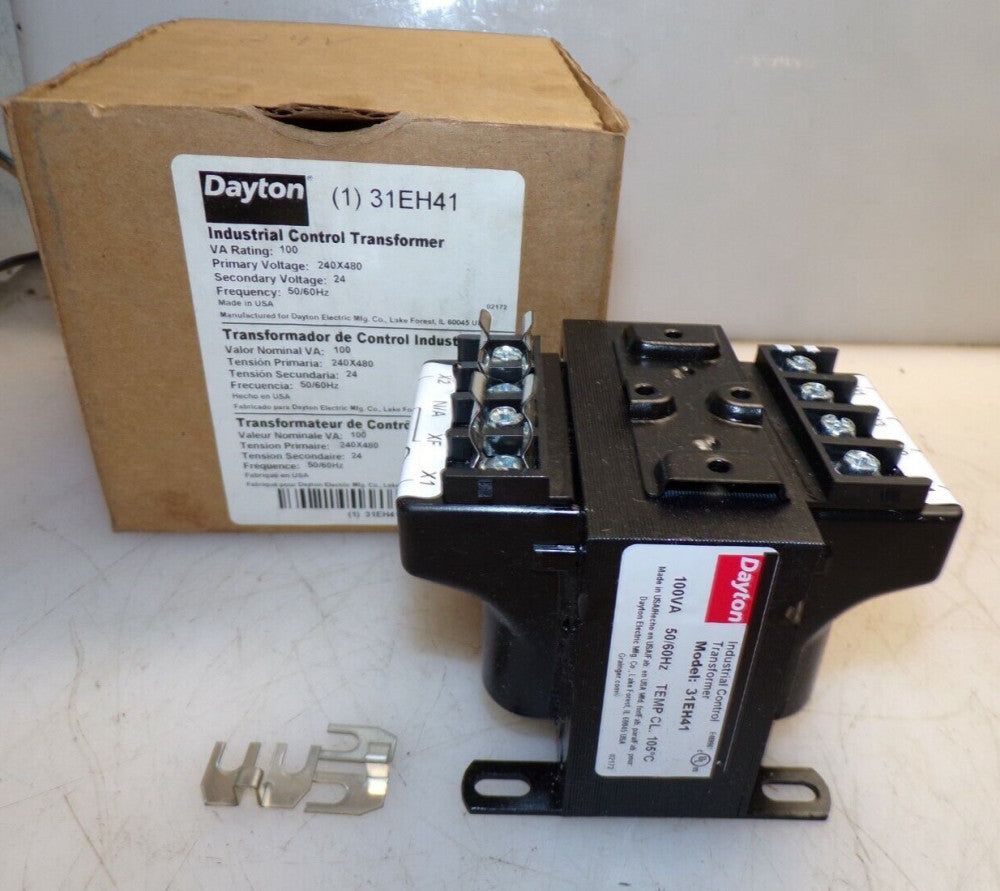 NEW DAYTON 100 VA .100 KVA CONTROL TRANFORMER 240X480 HV 24 VAC LV  31EH41