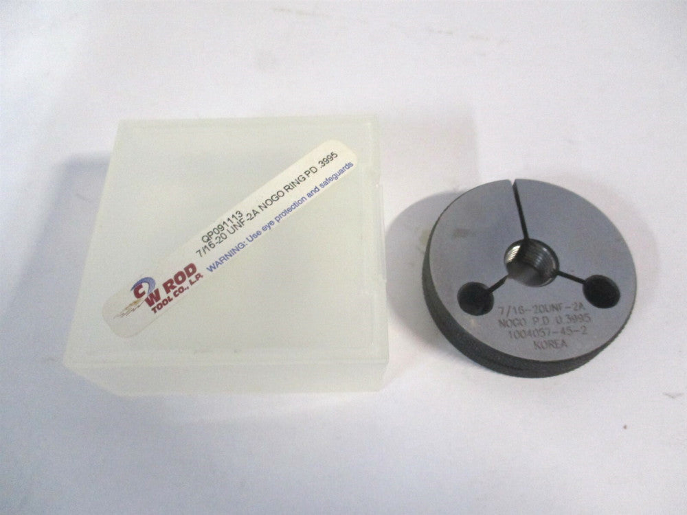 W Rod (QP091113) 7/16-20 .3995 UNF-3A No/Go Ring Gage 