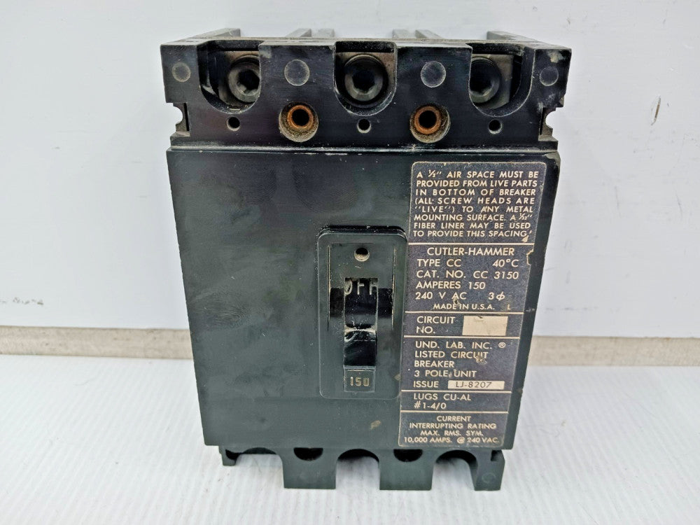 Cutler Hammer 150 Amp Circuit Breaker 3 Pole 240 VAC 10kA CC3150 *Chipped*