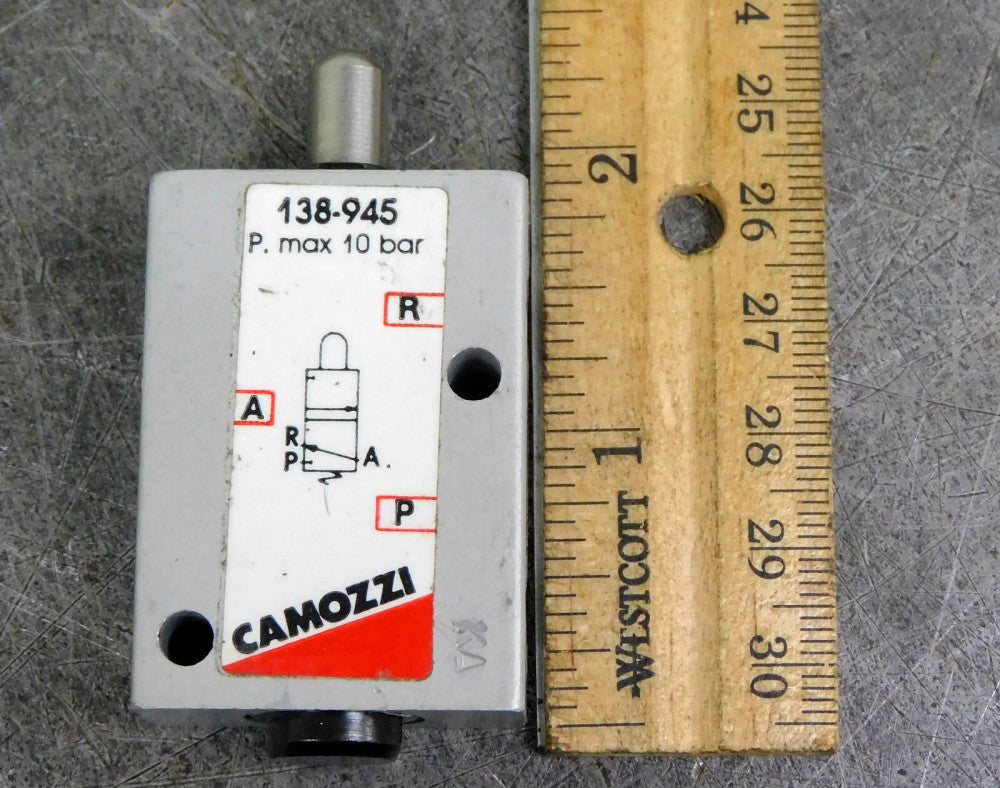 Camozzi 138-945 Mechanically Actuated Pneumatic Valve 1/8 BSPP P. max 10 bar
