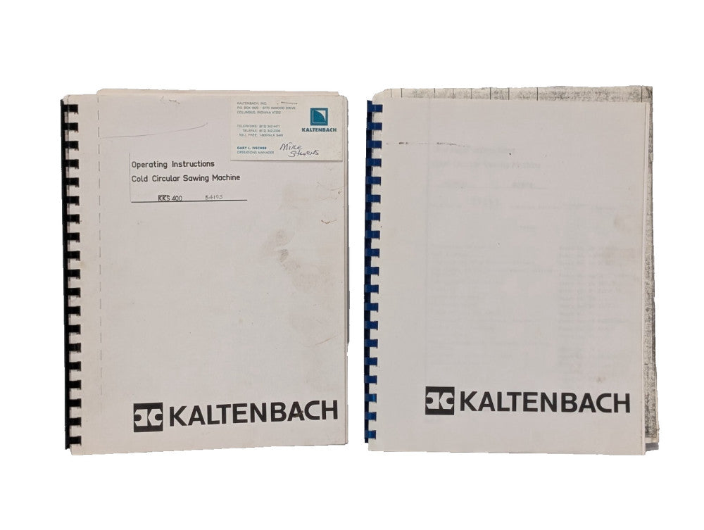 Kaltenbach Operating Instruction Manuals for Cold Circular Sawing Machine KKS-40