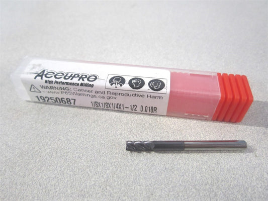 (14556350) 1/8" x 1/4" x 1/8" x 1-1/2" Solid Carbide 4Fl Corner Radius End Mill 