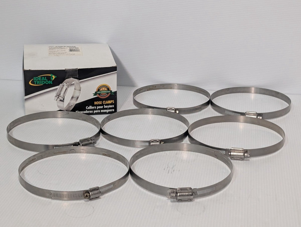 Lot of 7: Ideal-Tridon 60750, 762 Pow'r-Gear Stainless Steel Hose Clamps, 6.5-7"