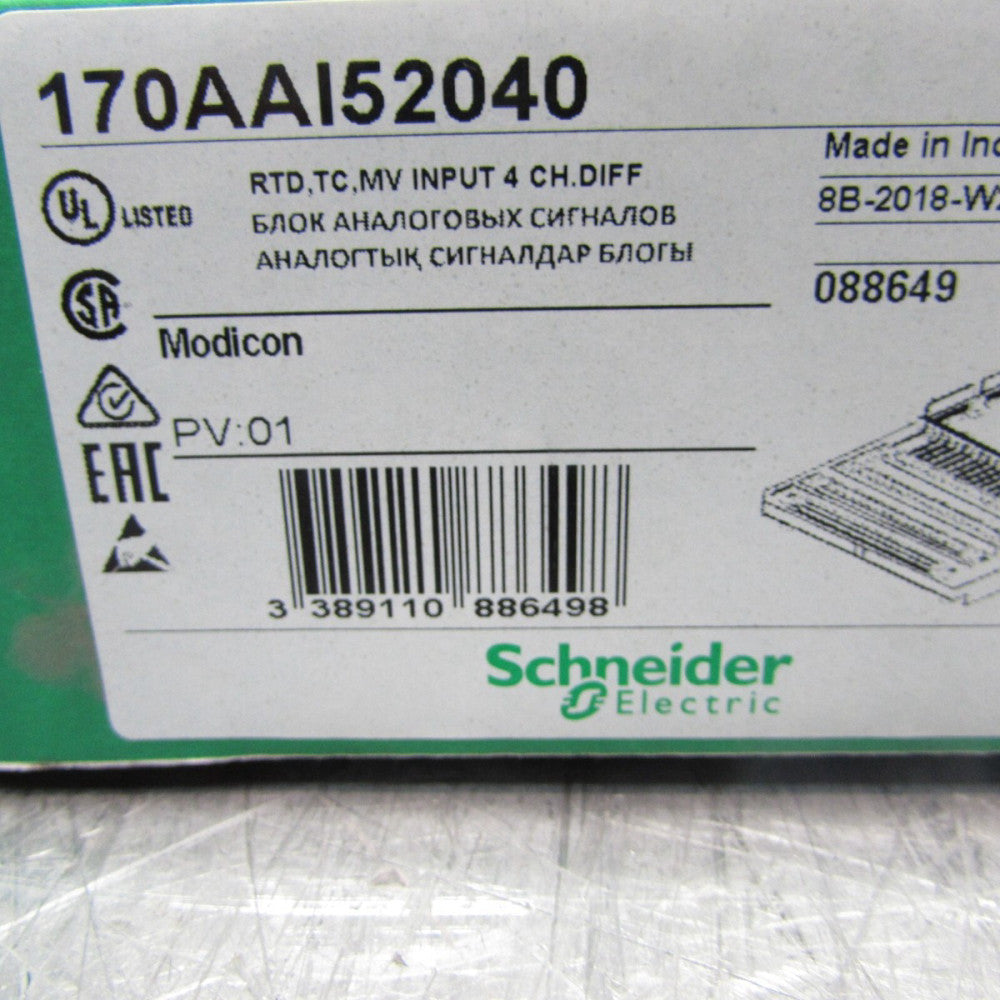 NEW! SCHNEIDER 170AAI52040 , RTD, TC, MV INPUT ,4CH ,FACTORY SEALED! MAKE OFFER!