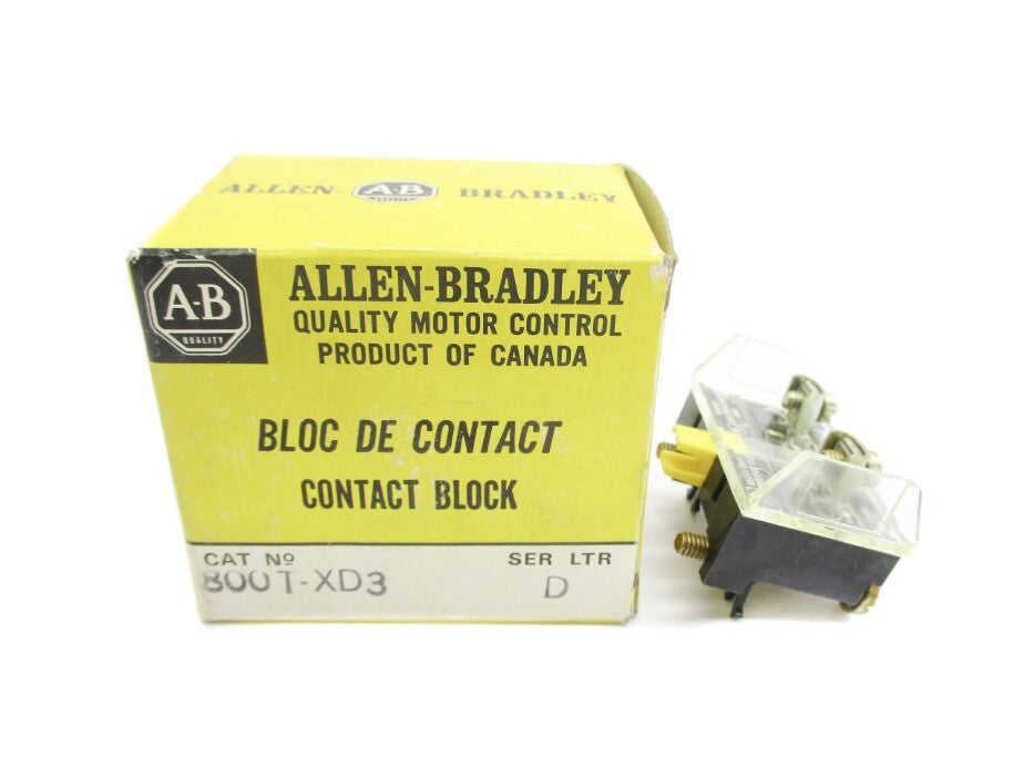 ALLEN BRADLEY 800T-XD3 SER. D 600VAC (BK/YL) NSMP