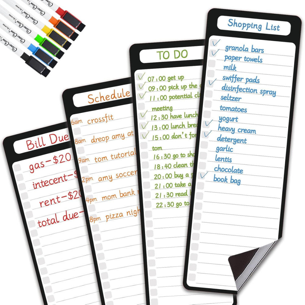 Magnetic Dry Erase List Board - 4"X12" Multifunctional List Board for Fridge - 6