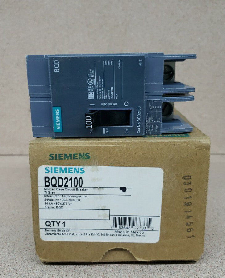 NEW SIEMENS Type BQ BQD Circuit Breaker 2 Pole 100 Amp BQD2100