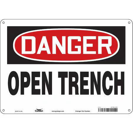 Condor 476L48 Safety Sign, 10 In Height, 14 In Width, Aluminum, Horizontal