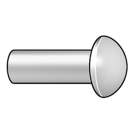 Zoro Select 30A0606-Ea-100 Solid Rivet, Round Head, 0.1875 In Dia., 0.375 In L,