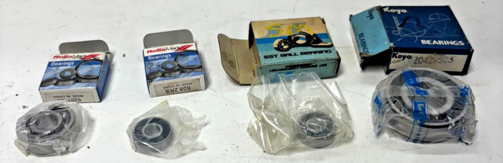 BALL BEARINGS LOT OF 4 2042RSC3 6201-C3 608-2RS 60822C3 KOYO RELIAMARK SST BORE