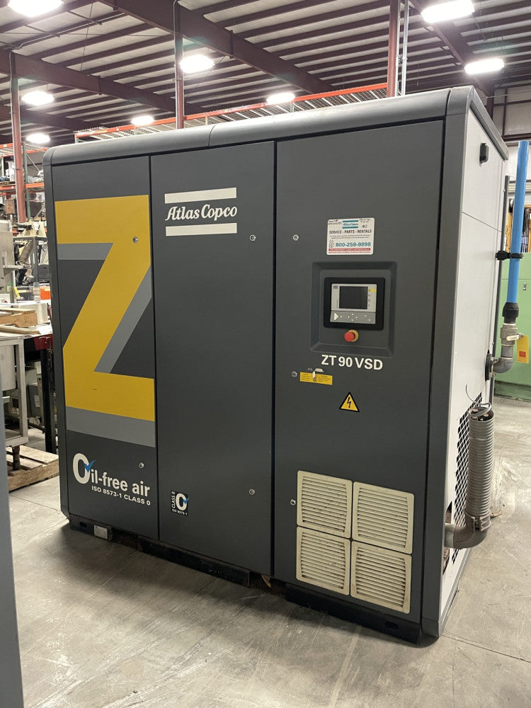 Atlas Copco ZT90VSD Rotary Screw Oil-Free Air Compressor 126HP 151psig