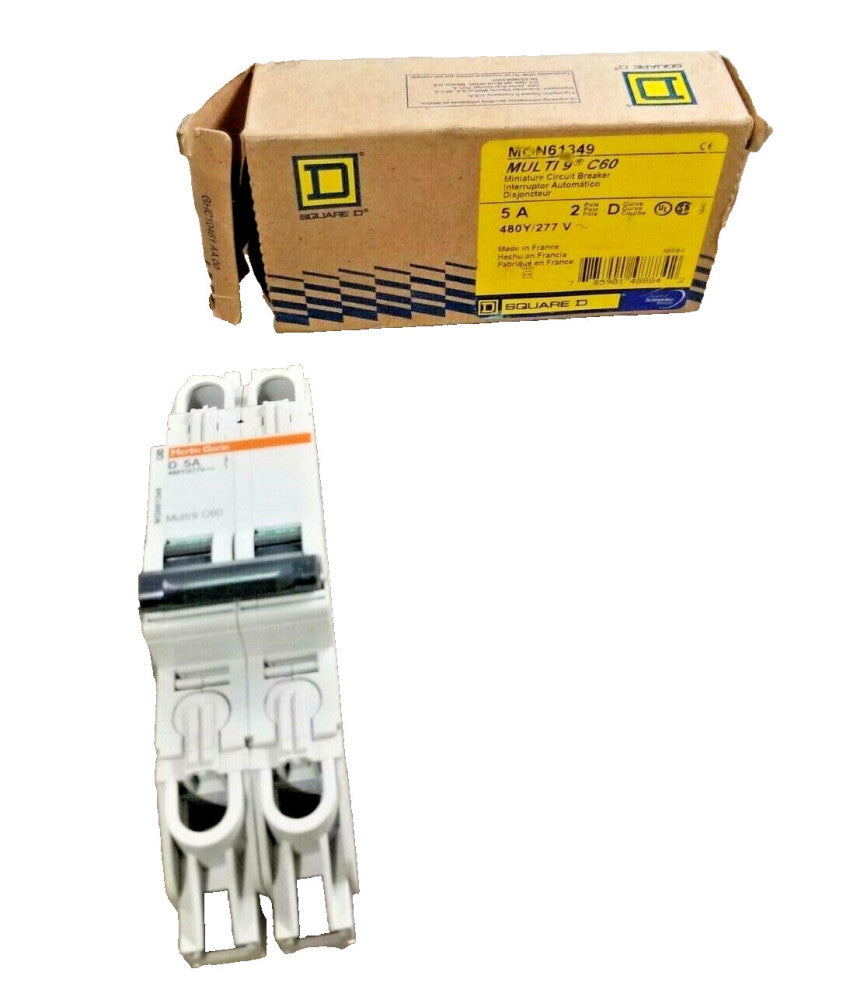 NEW SQUARE D 5 AMP MINIATURE CIRCUIT BREAKER 480Y/277 VAC 2 POLE  MGN61349