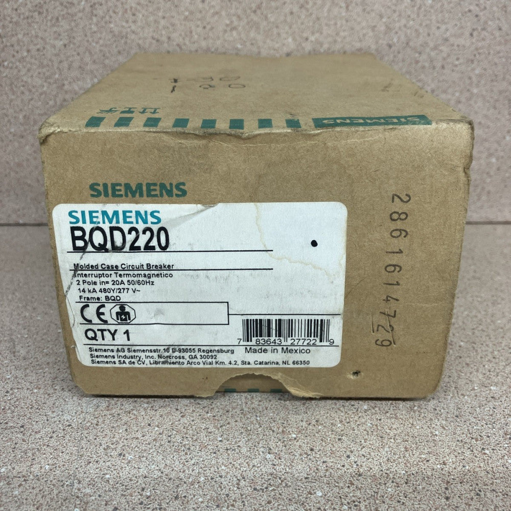Siemens BQD220 Circuit Breaker 2Pole 20Amp 480V/277V New