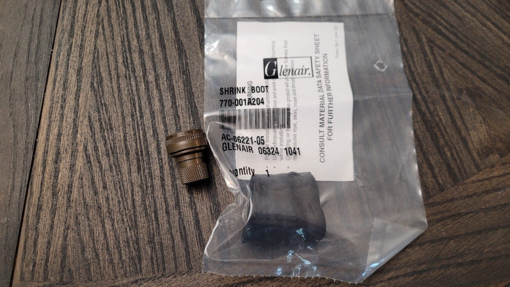 New Glenair 770-001A204 Shrink Boot & 317NA13NF14-2 Back Shell Connector