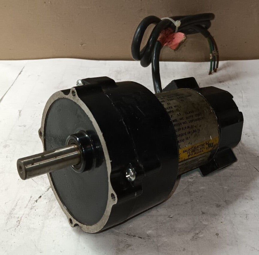 BALDOR .02 HP GEARMOTOR 90 VDC 30:1 RATIO 15 IN LBS 57 RPM OUT