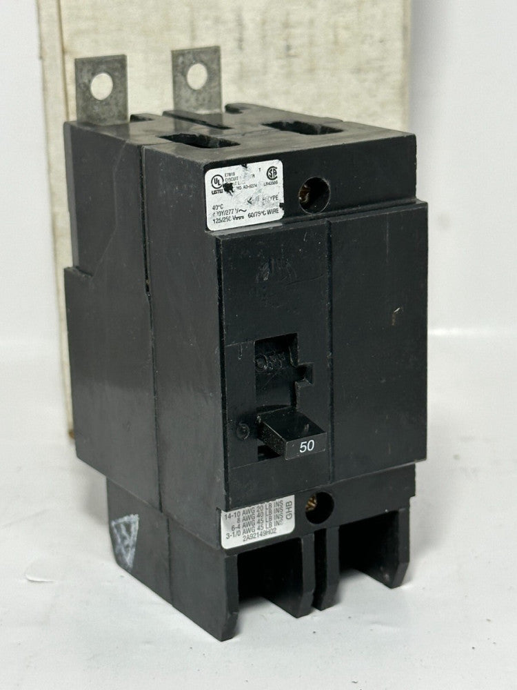Eaton GHB2050 Double Pole 2-Pole 50 Amp Industrial Circuit Breaker