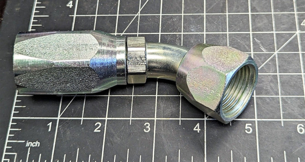 Tube To Hose 45° Swivel Elbow ¾” Hose To #12 JIC 37° Female Field Ready [H2S5]