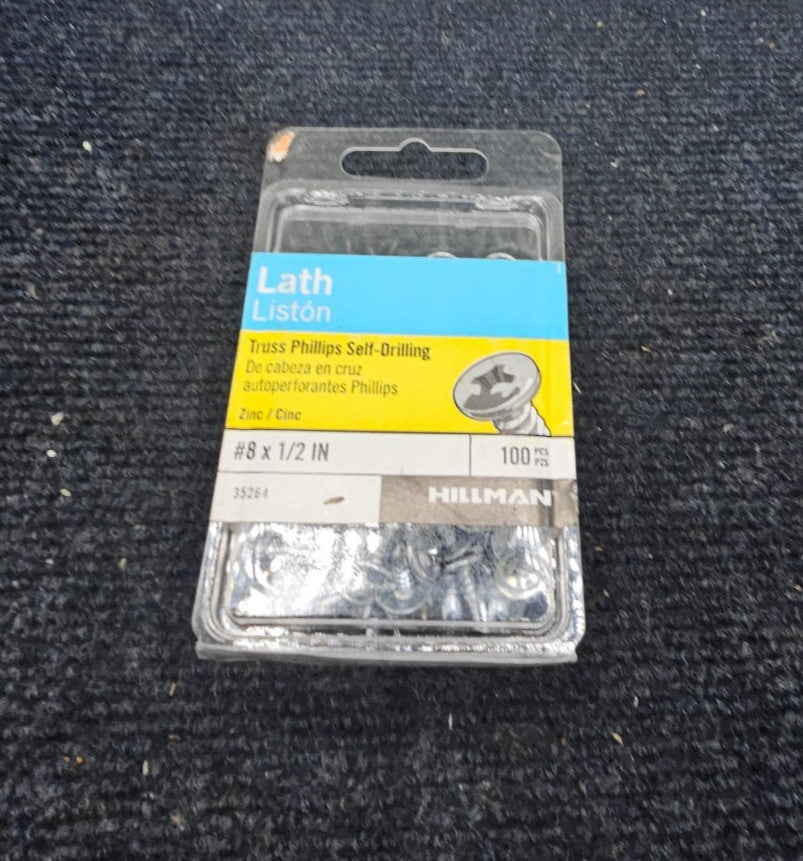(QTY 400) Hillman 35264: Phillips Truss-Head Self-Drilling Lath Screws #8 x 1/2"