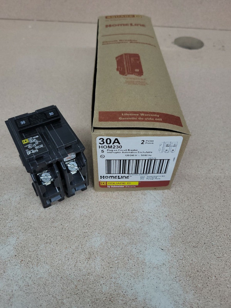1 NEW HOM230 SQUARE D 30AMP 2 POLE 120/240 VAC CIRCUIT BREAKER NEW