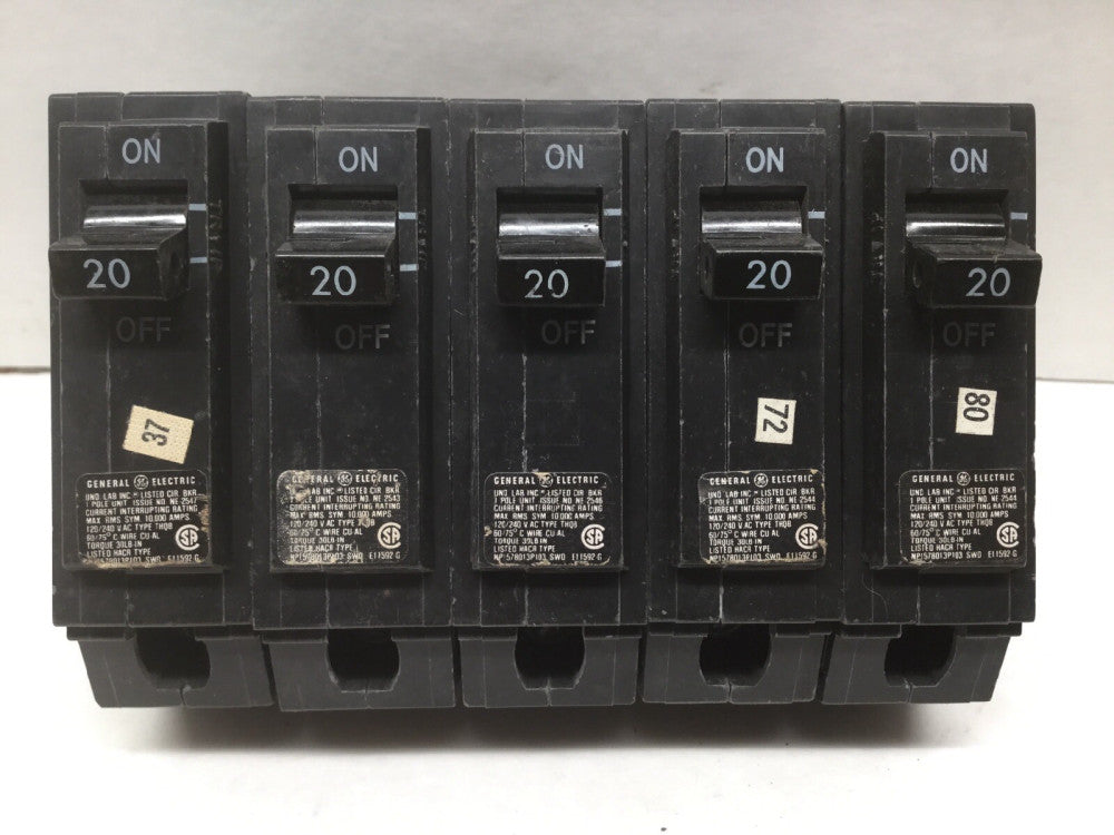 GE 20 AMP Single Pole Circuit Breaker NP1578013P103 (Lot of 5)