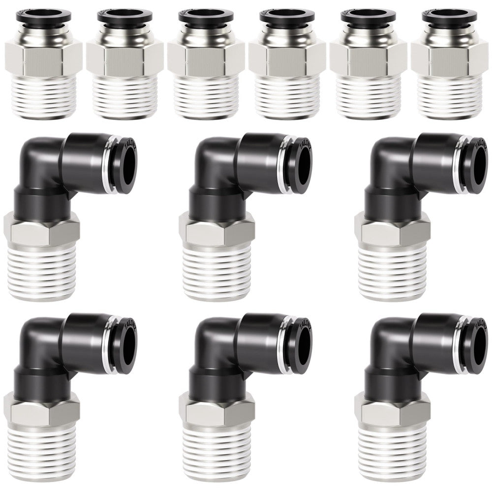 Elbow and Straight Combination 1/2 Inch Tube OD x 3/8 Inch NPT Thread Push to...