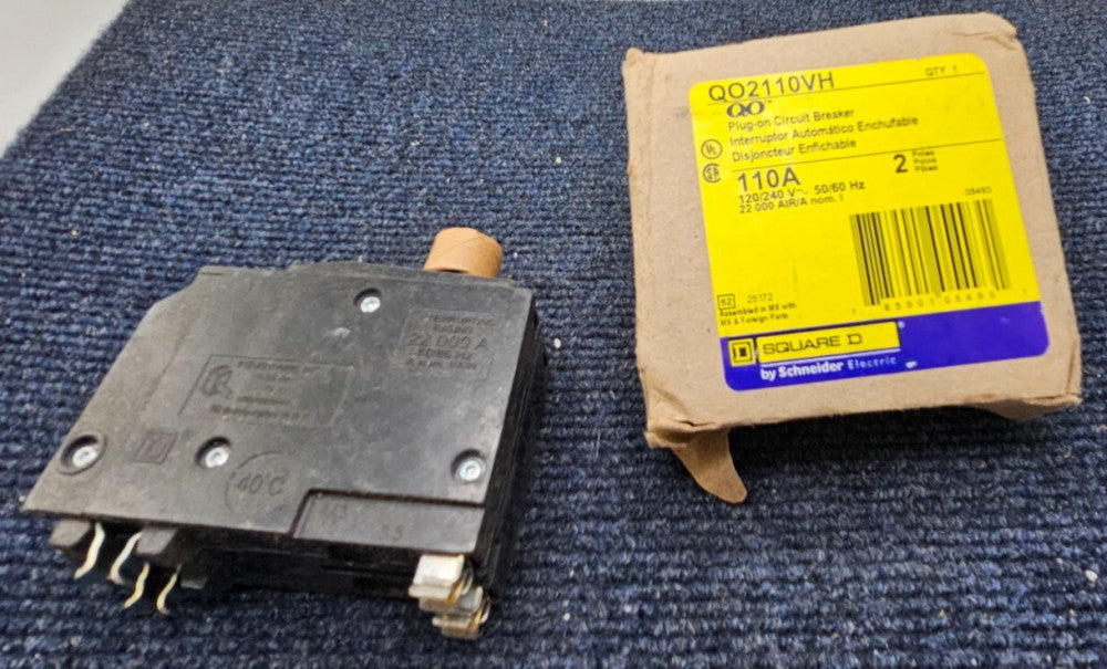 SQUARE D QO2110VH Circuit Breaker 110 Amp 2 Pole 120/240V 22kA