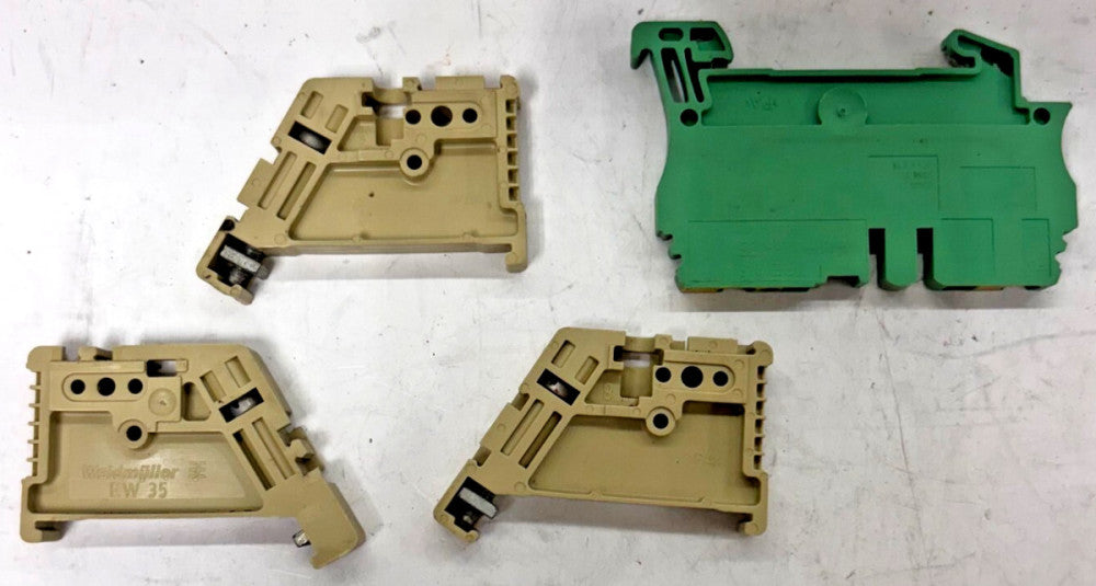WEILDMULLER TERMINAL BLOCKS EW35 ZPE 2.5/4AN LOT OF 4 GREEN TAN 2.5MM 8.5MM