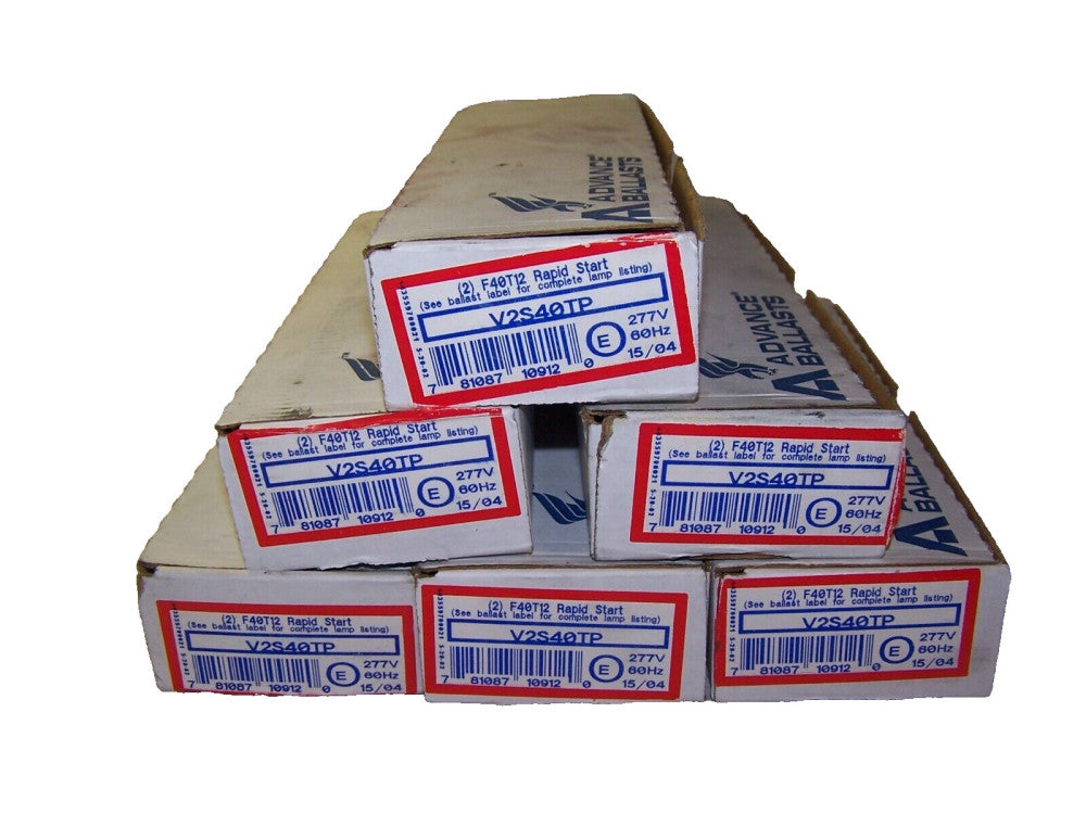 6) NEW ADVANCE RAPID START ELECTRONIC BALLAST 277 VAC  V2S40TP  LOT OF 6