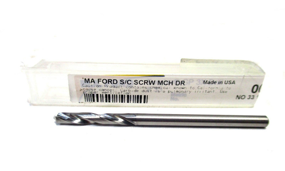 M.A. Ford (00654871) #33 .113" x 5/8" x 2" 118° RH Carbide Screw Machine Drill